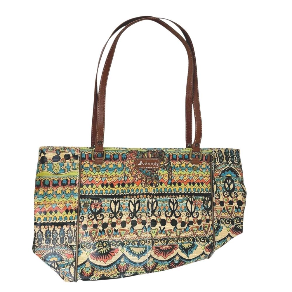Sakroots Artists Circle Coated Canvas Double Handle Metro Tote Shoulder Bag